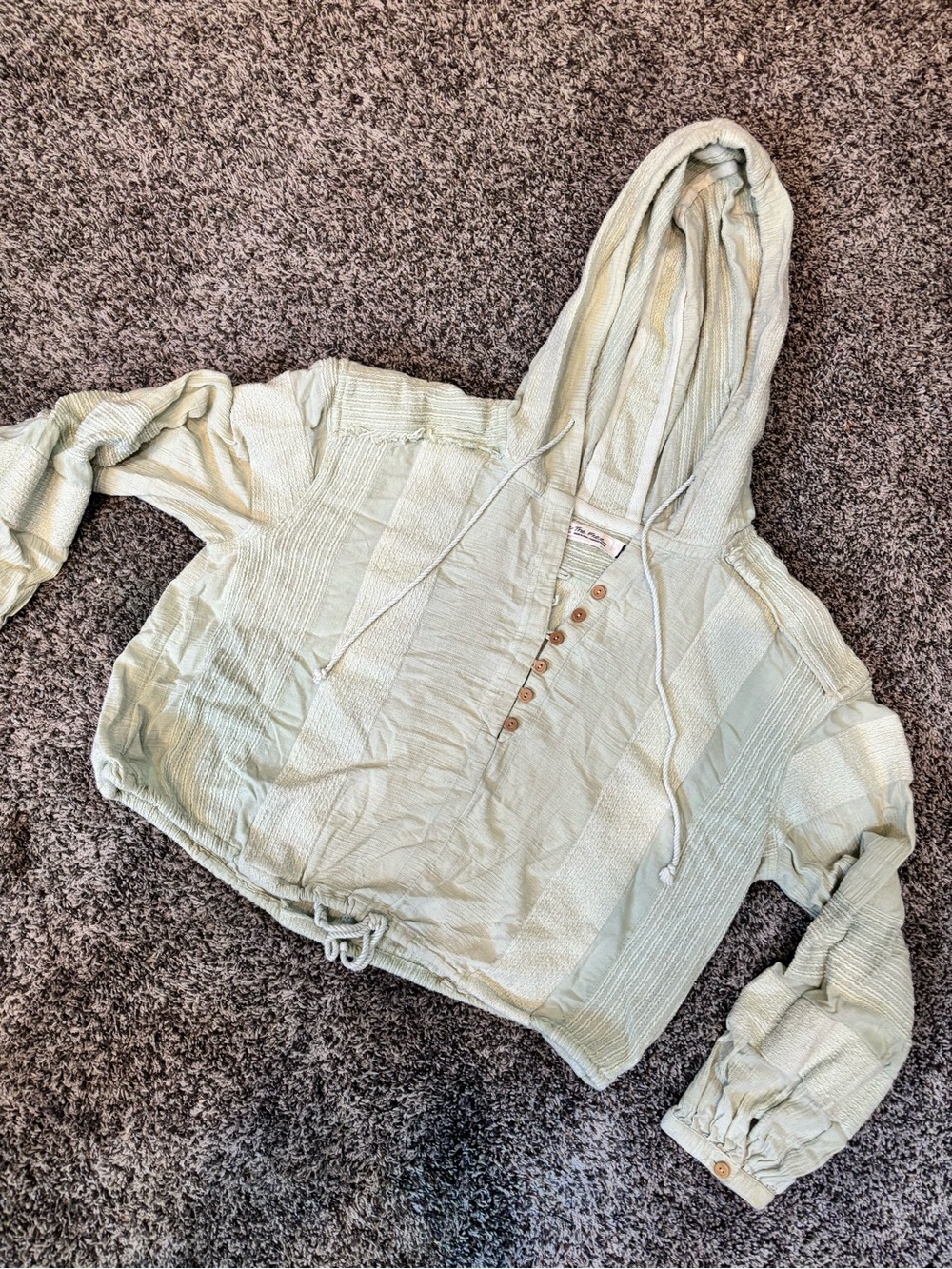 We The Free “KISS KISS” Sage Hooded Peasant Blouse